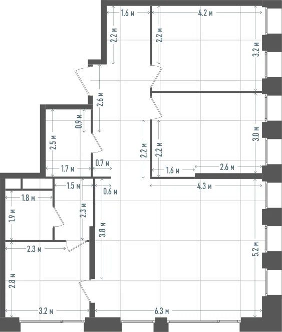 Планировка: 3-комнатная, 94,4 м²
