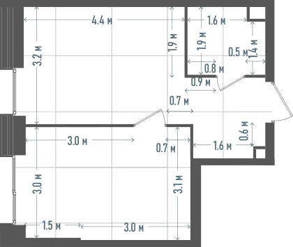 Планировка: 1-комнатная, 36,8 м²
