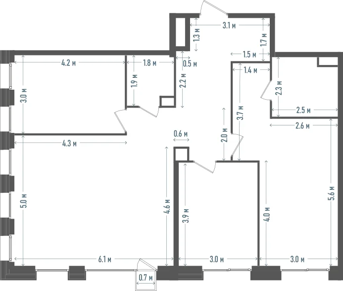 Планировка: 3-комнатная, 102,7 м²