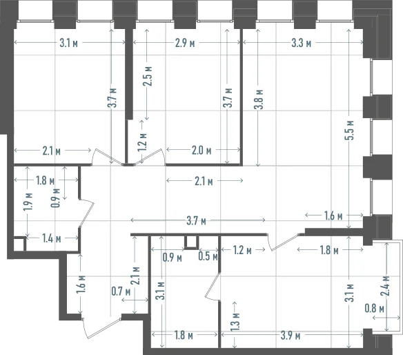 Планировка: 3-комнатная, 79,4 м²