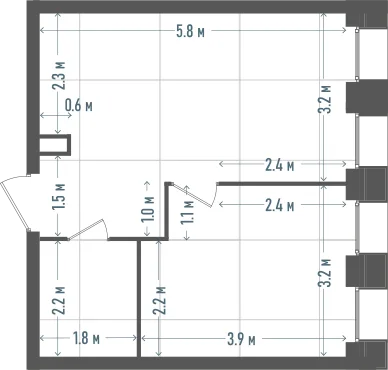 Планировка: 1-комнатная, 38,1 м²
