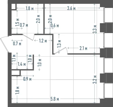 Планировка: 1-комнатная, 37,8 м²
