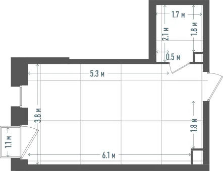 Планировка: Студия, 29 м²