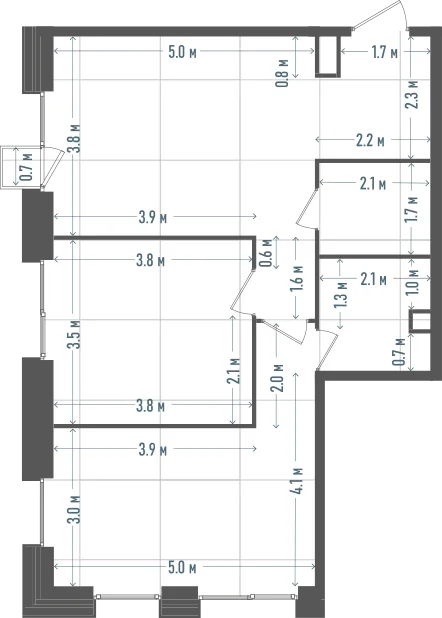 Планировка: 2-комнатная, 65,3 м²