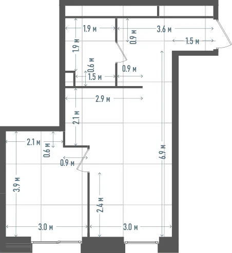 Планировка: 1-комнатная, 41,9 м²