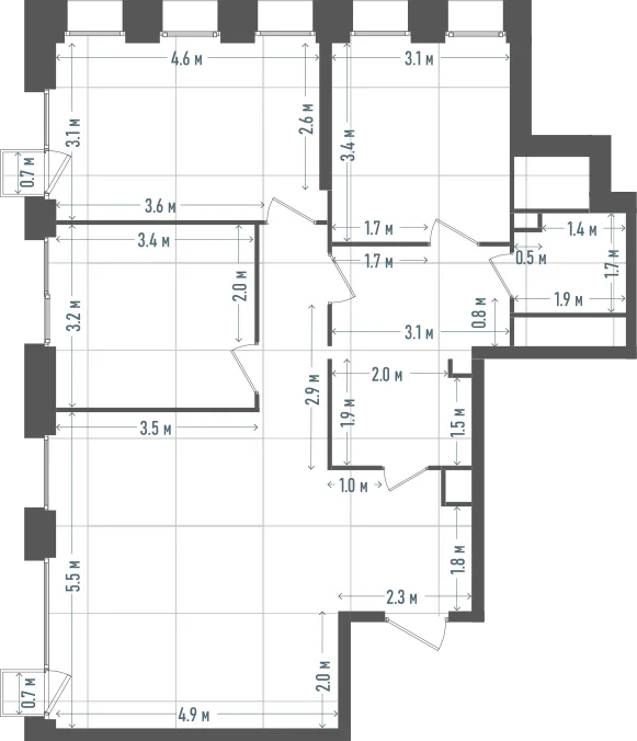 Планировка: 3-комнатная, 86,5 м²