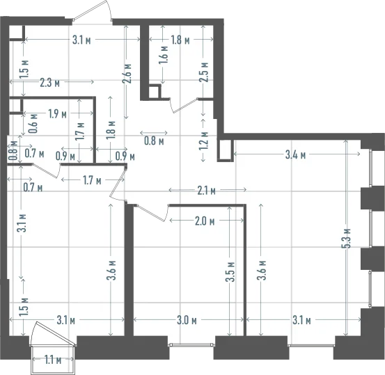 Планировка: 2-комнатная, 67,5 м²