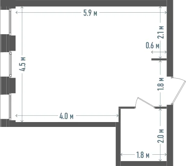 Планировка: 1-комнатная, 30 м²
