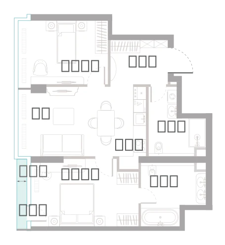 Планировка: 2-комнатная, 64,8 м²