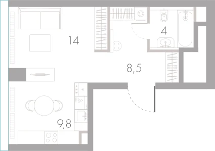 Планировка: Студия, 36,3 м²