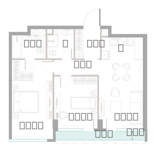 Планировка: 2-комнатная, 69,6 м²