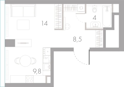 Планировка: Студия, 36,3 м²