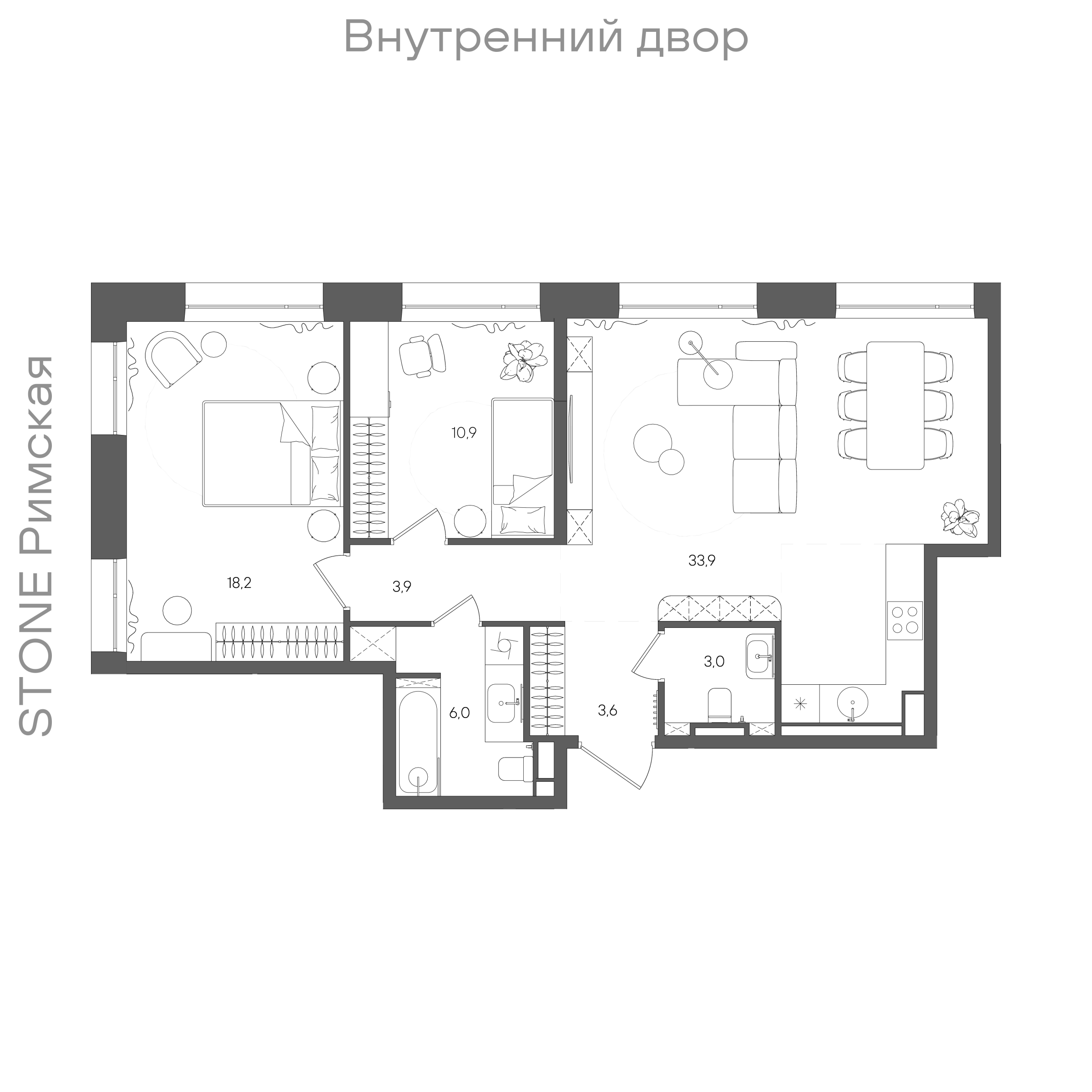 Планировка: 2-комнатная, 79,5 м²