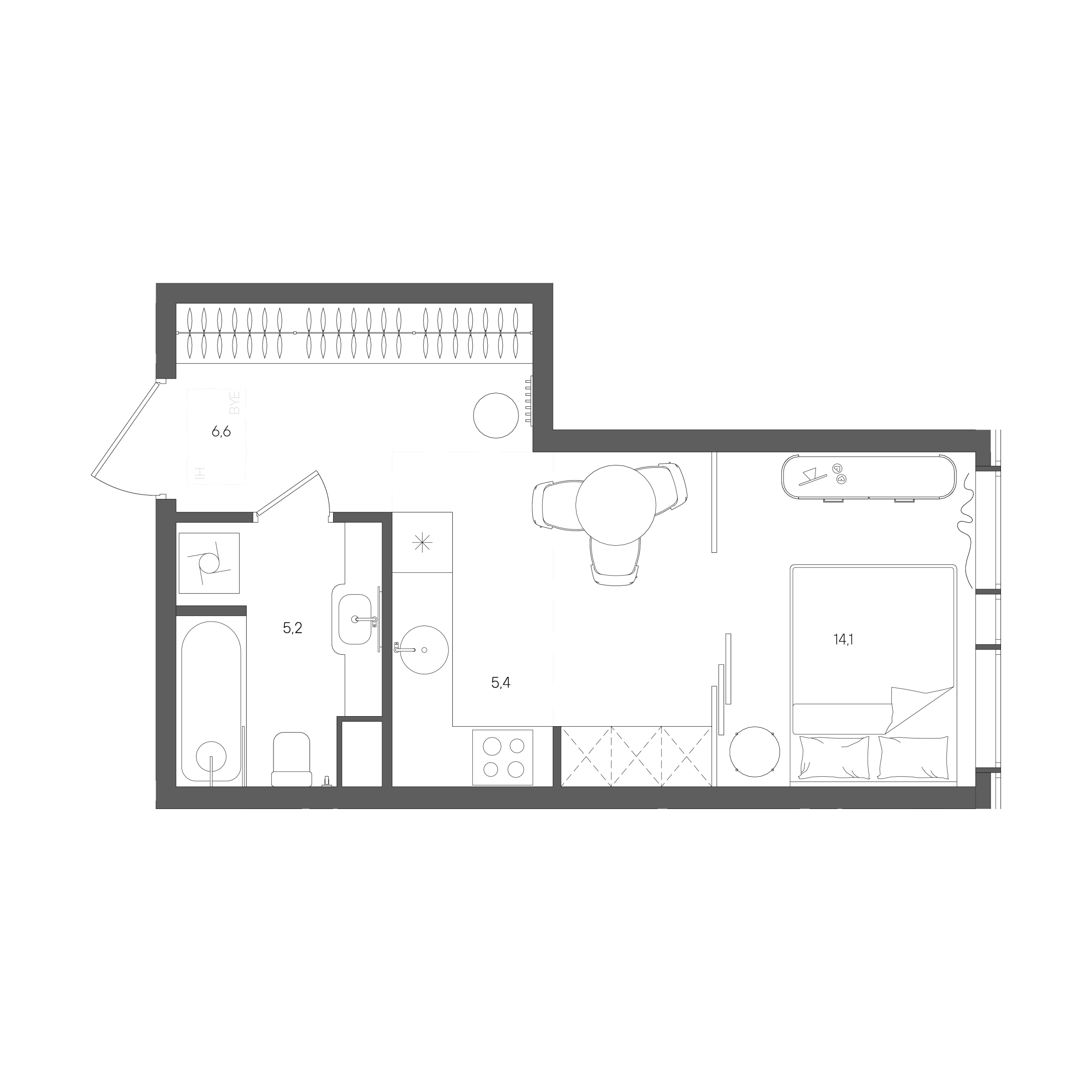 Планировка: Студия, 31,3 м²