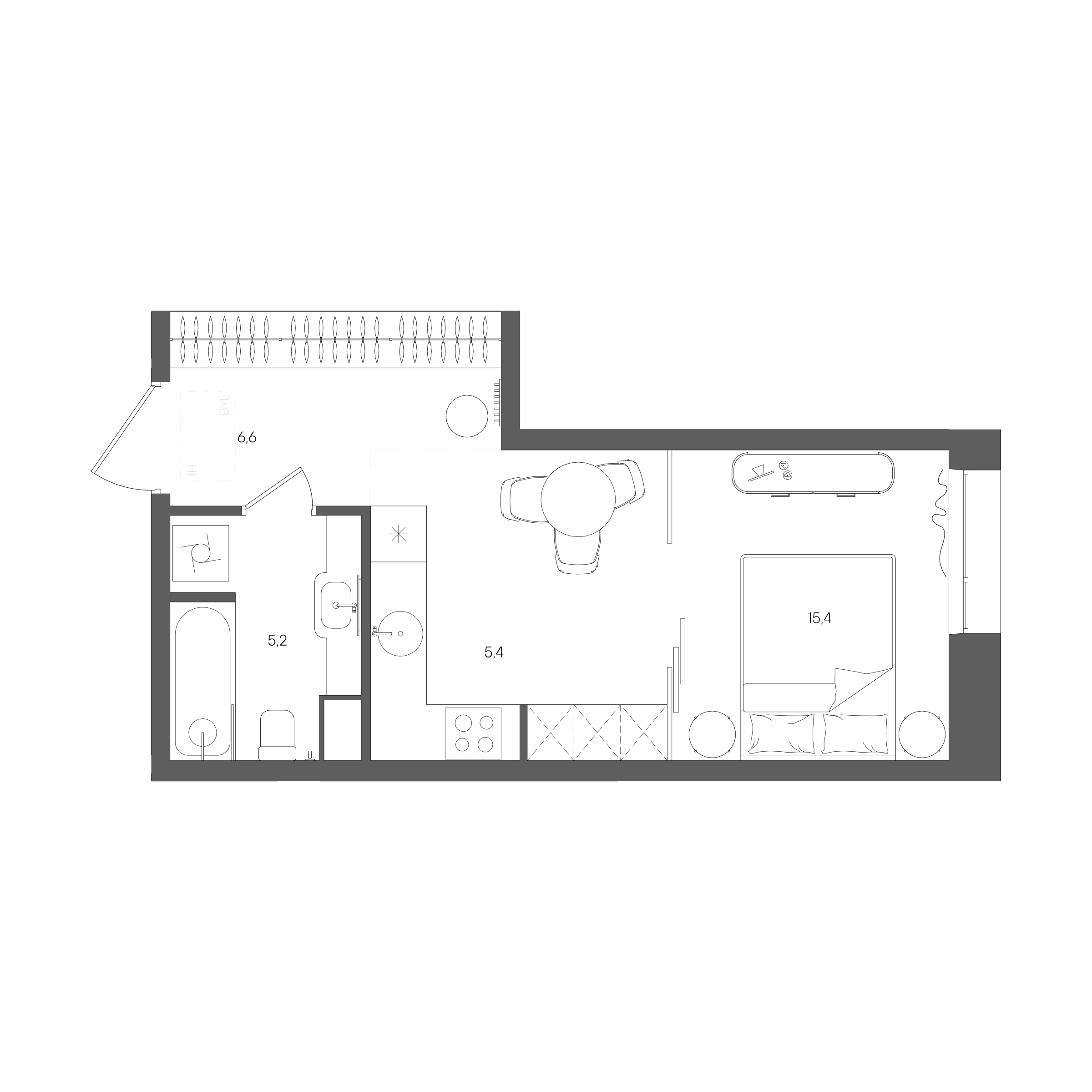 Планировка: Студия, 32,6 м²