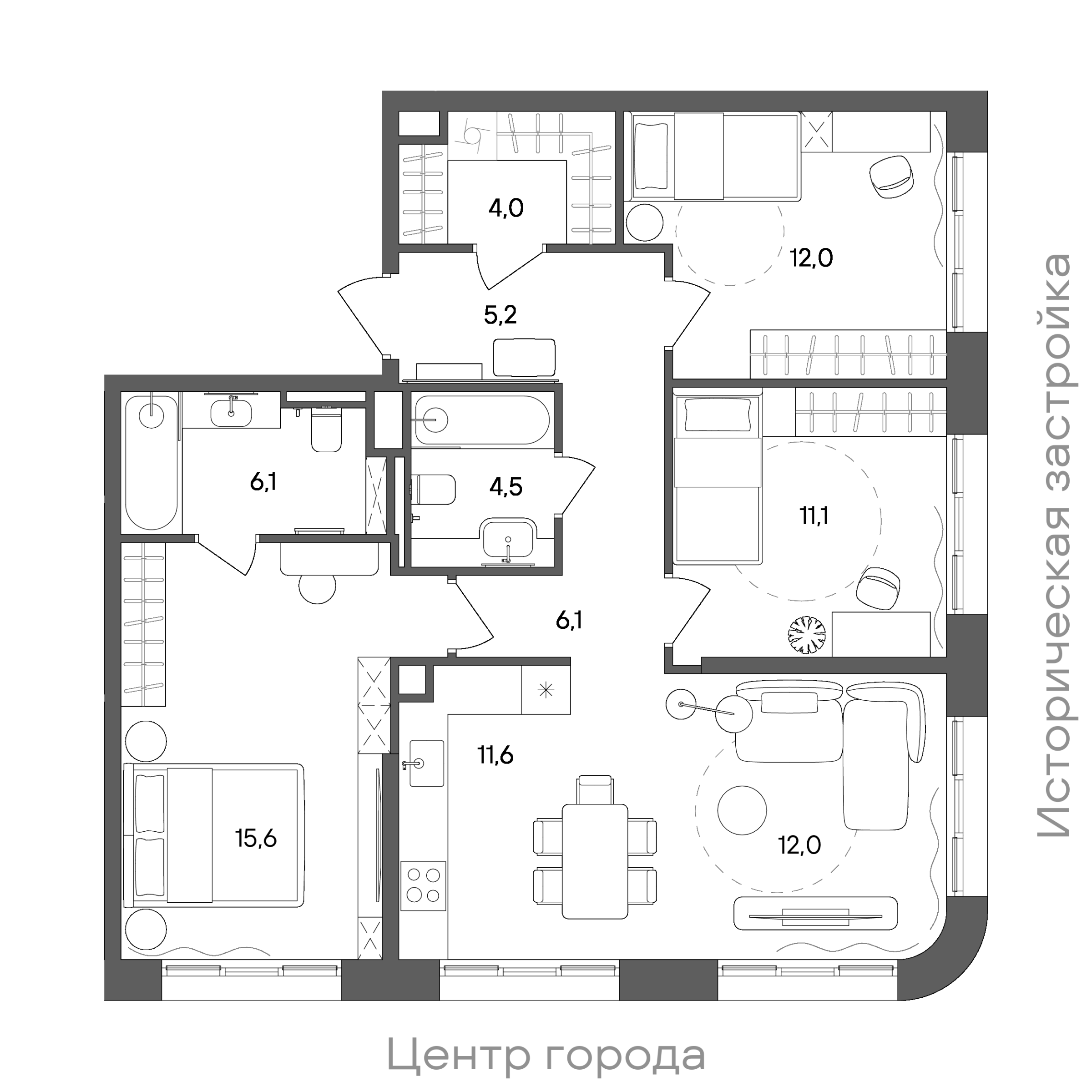 Планировка: 3-комнатная, 88,2 м²