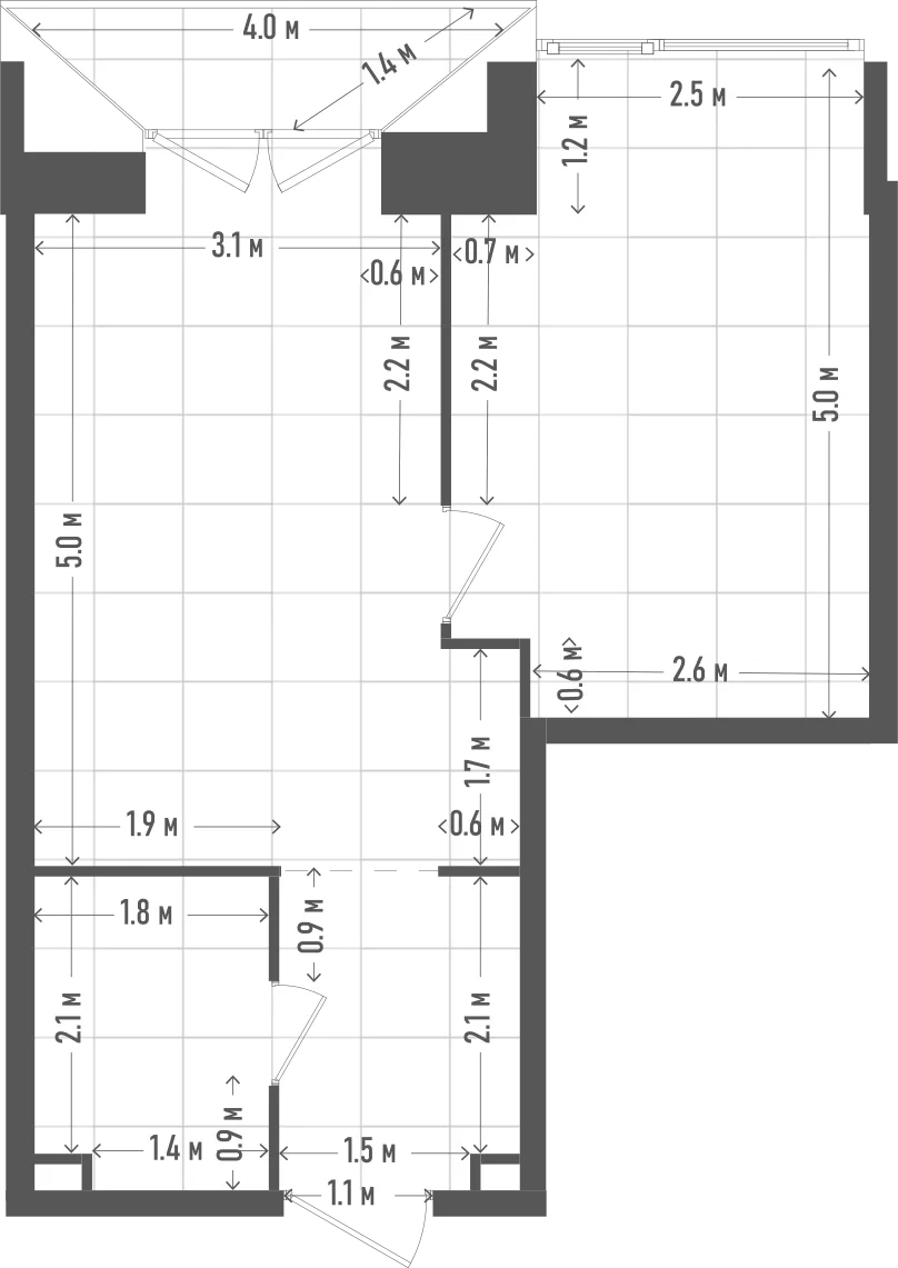 Планировка: 1-комнатная, 41,8 м²