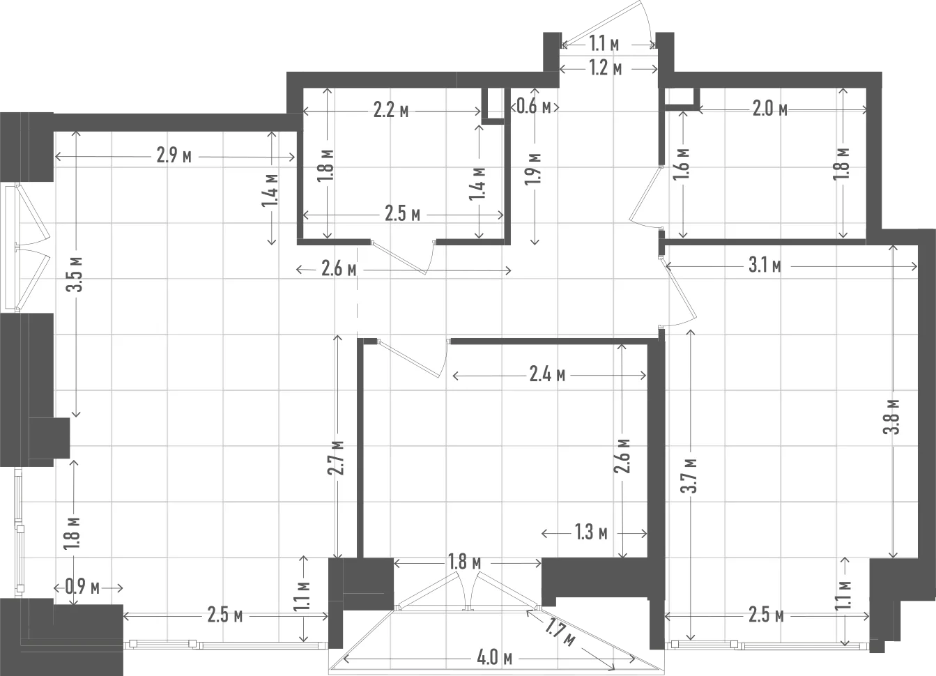 Планировка: 2-комнатная, 63,9 м²