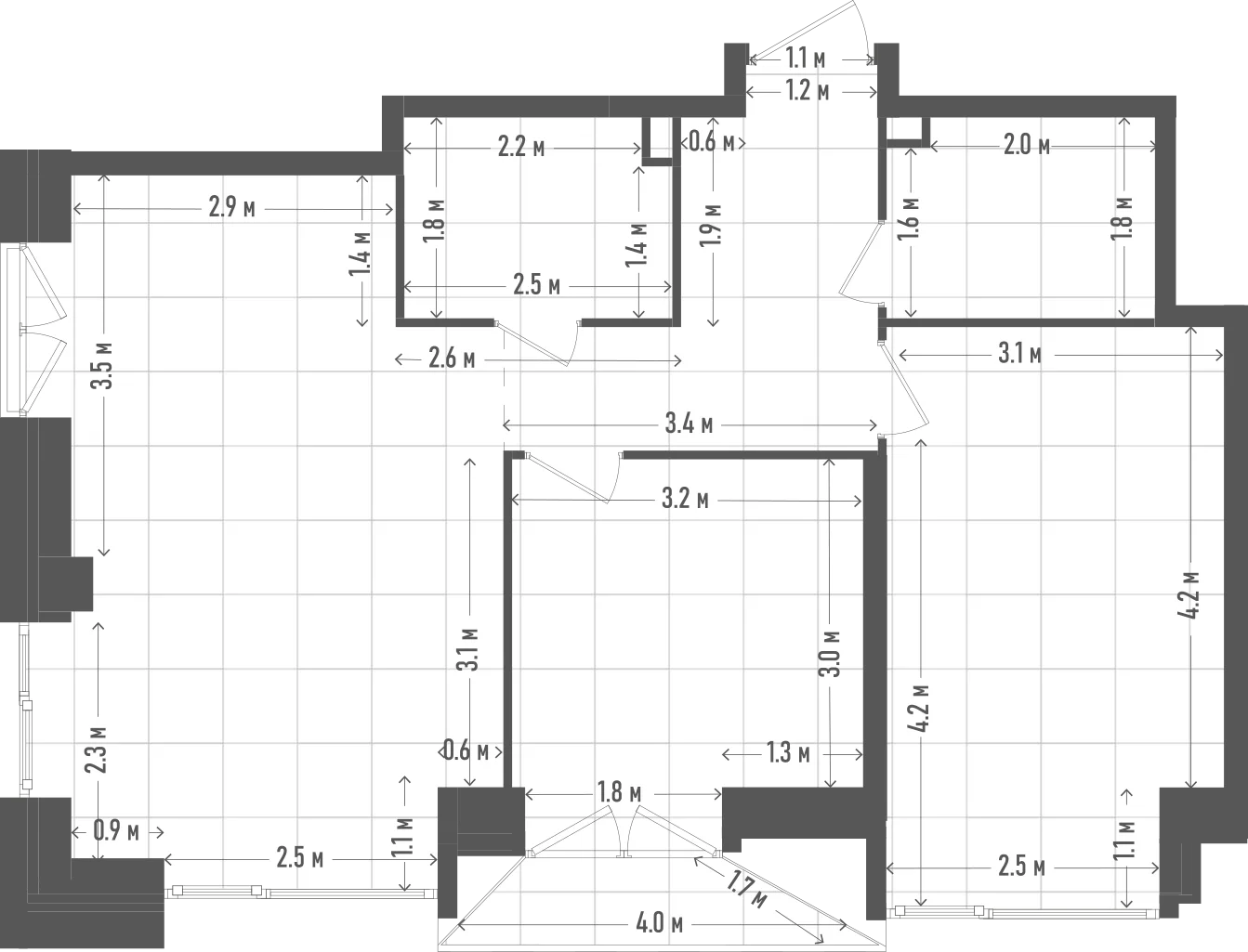 Планировка: 2-комнатная, 68,6 м²