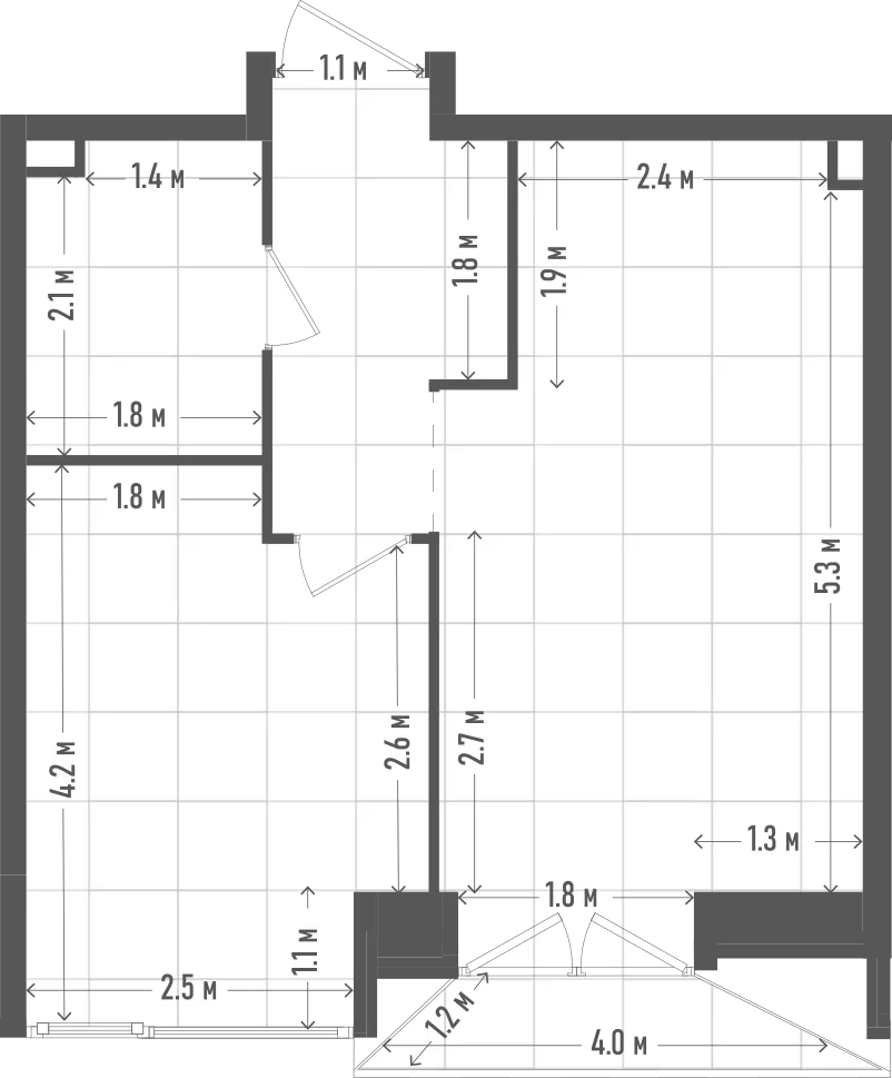 Планировка: 1-комнатная, 40 м²