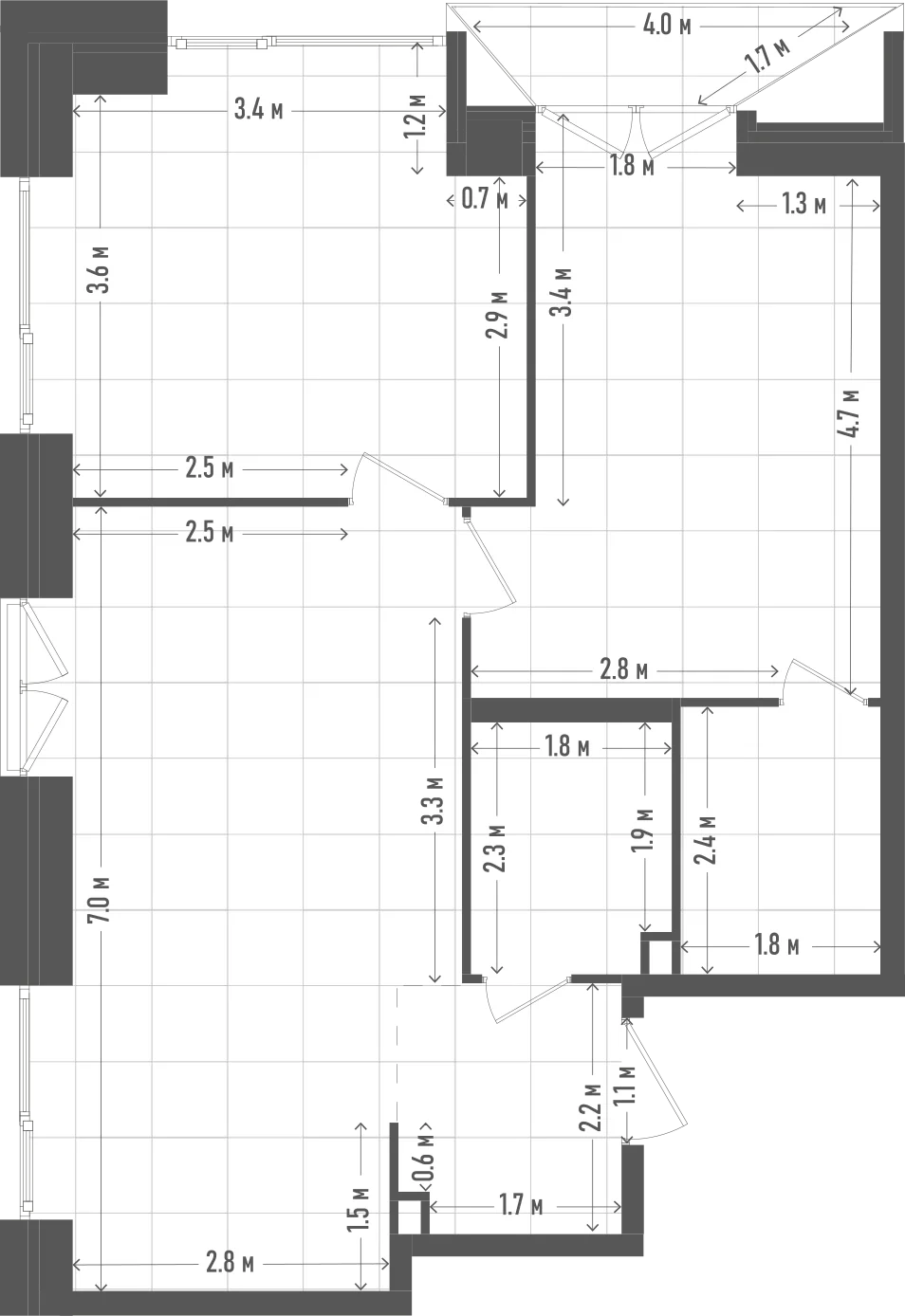 Планировка: 2-комнатная, 70,1 м²