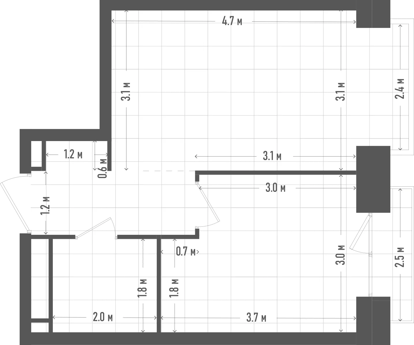 Планировка: 1-комнатная, 35,3 м²