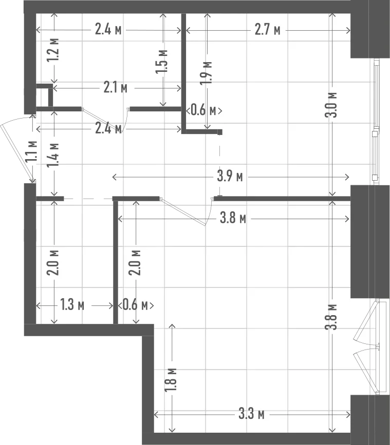 Планировка: 1-комнатная, 32,2 м²