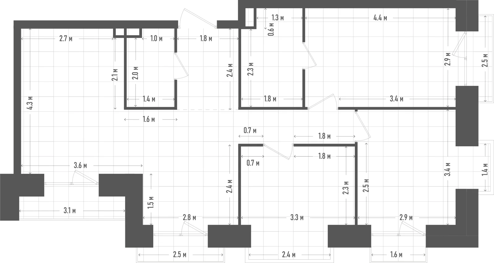 Планировка: 3-комнатная, 76,5 м²