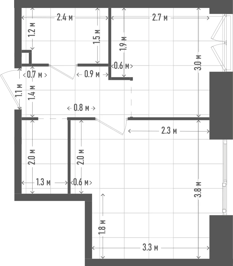 Планировка: 1-комнатная, 32,2 м²