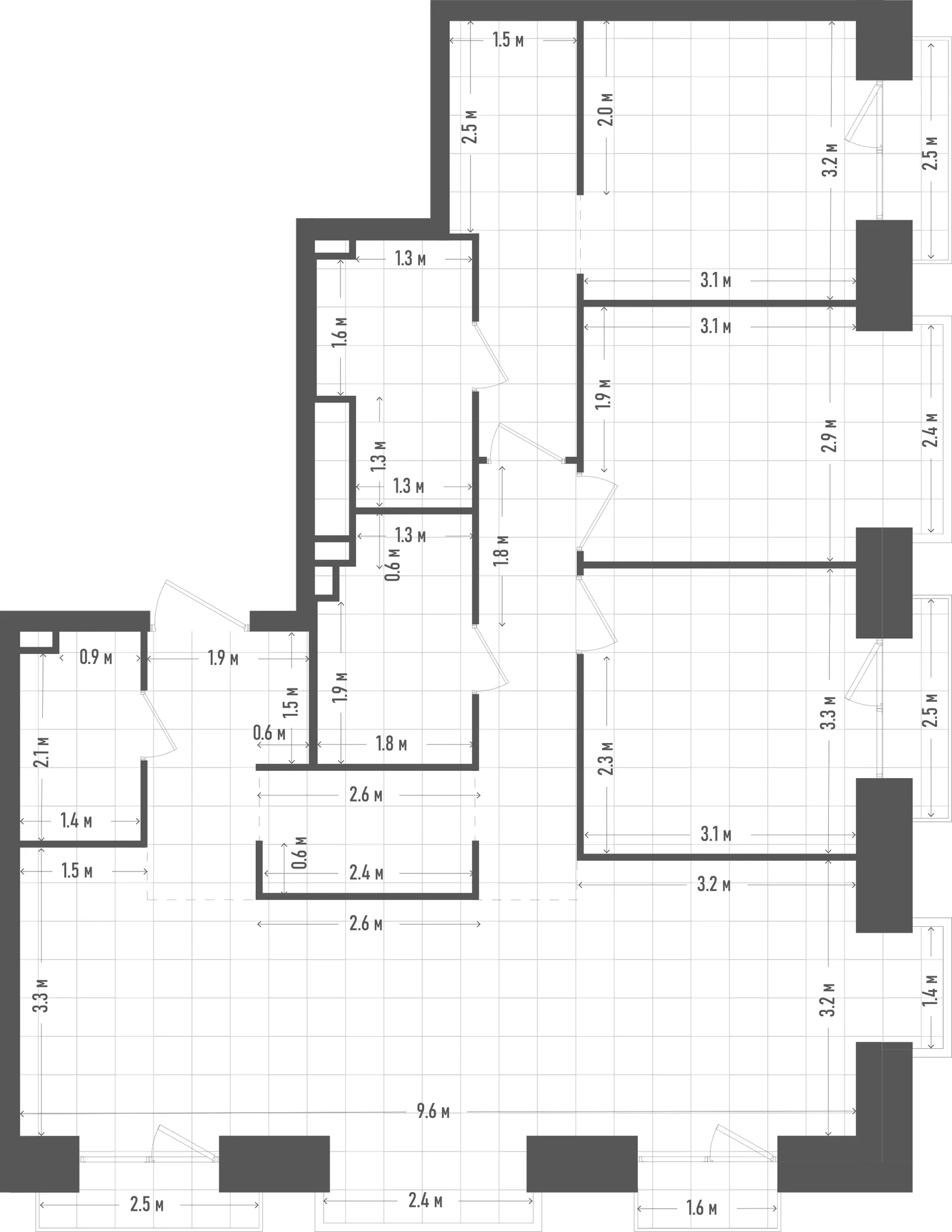 Планировка: 3-комнатная, 99,3 м²