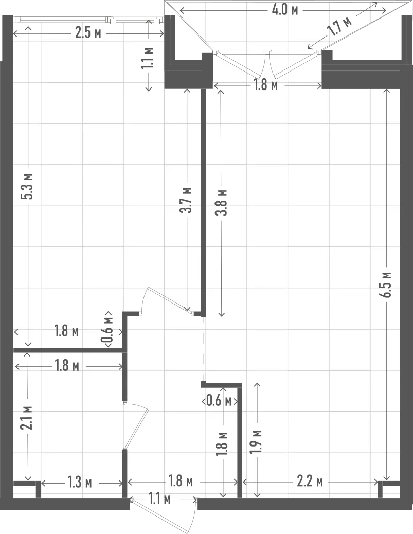 Планировка: 1-комнатная, 46,2 м²