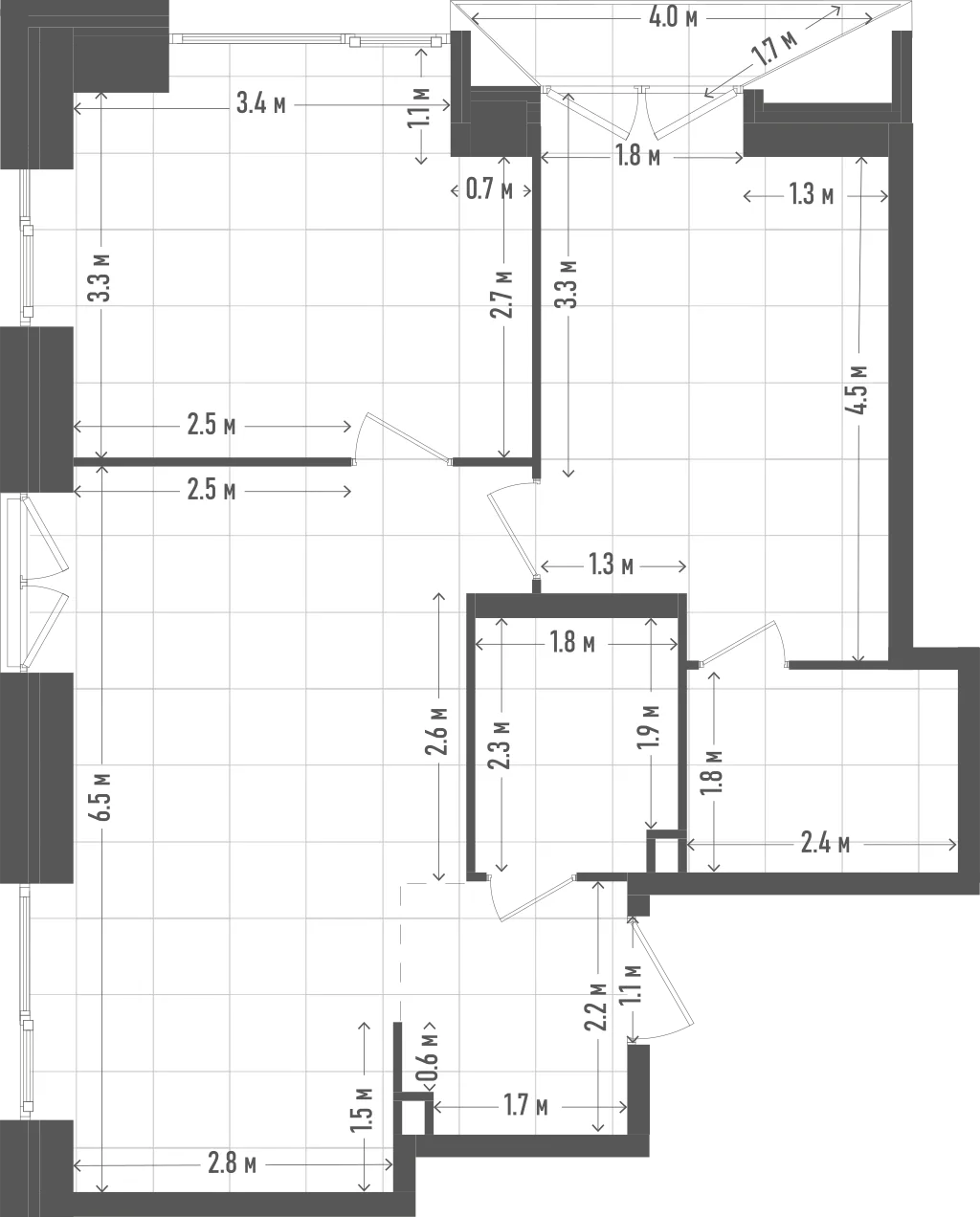 Планировка: 2-комнатная, 64,3 м²