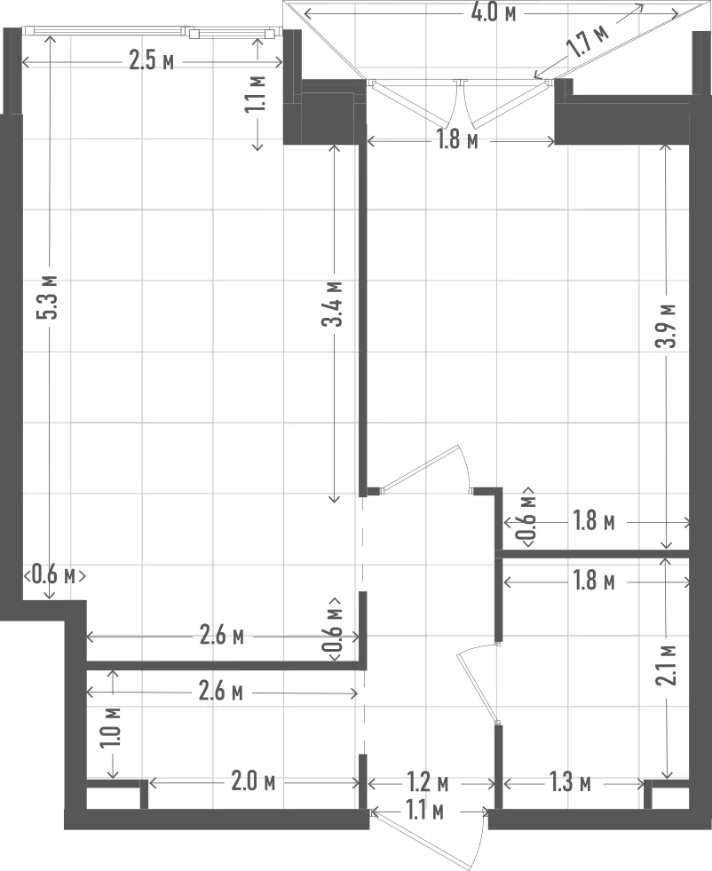 Планировка: 1-комнатная, 41,8 м²