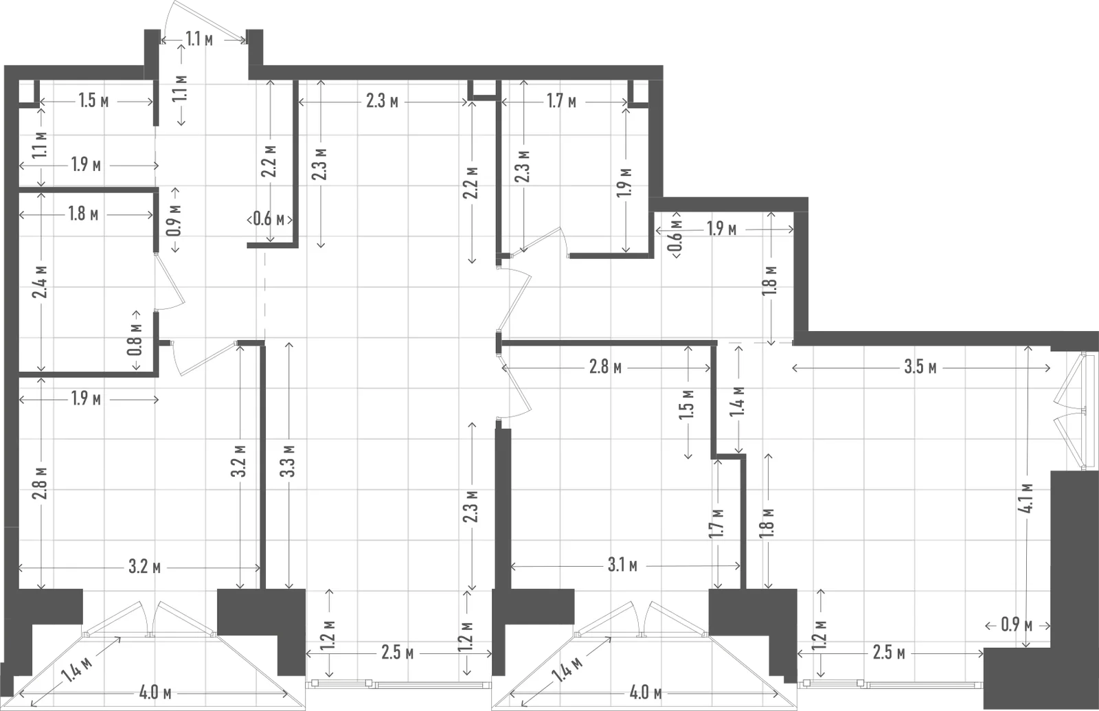 Планировка: 3-комнатная, 87,1 м²