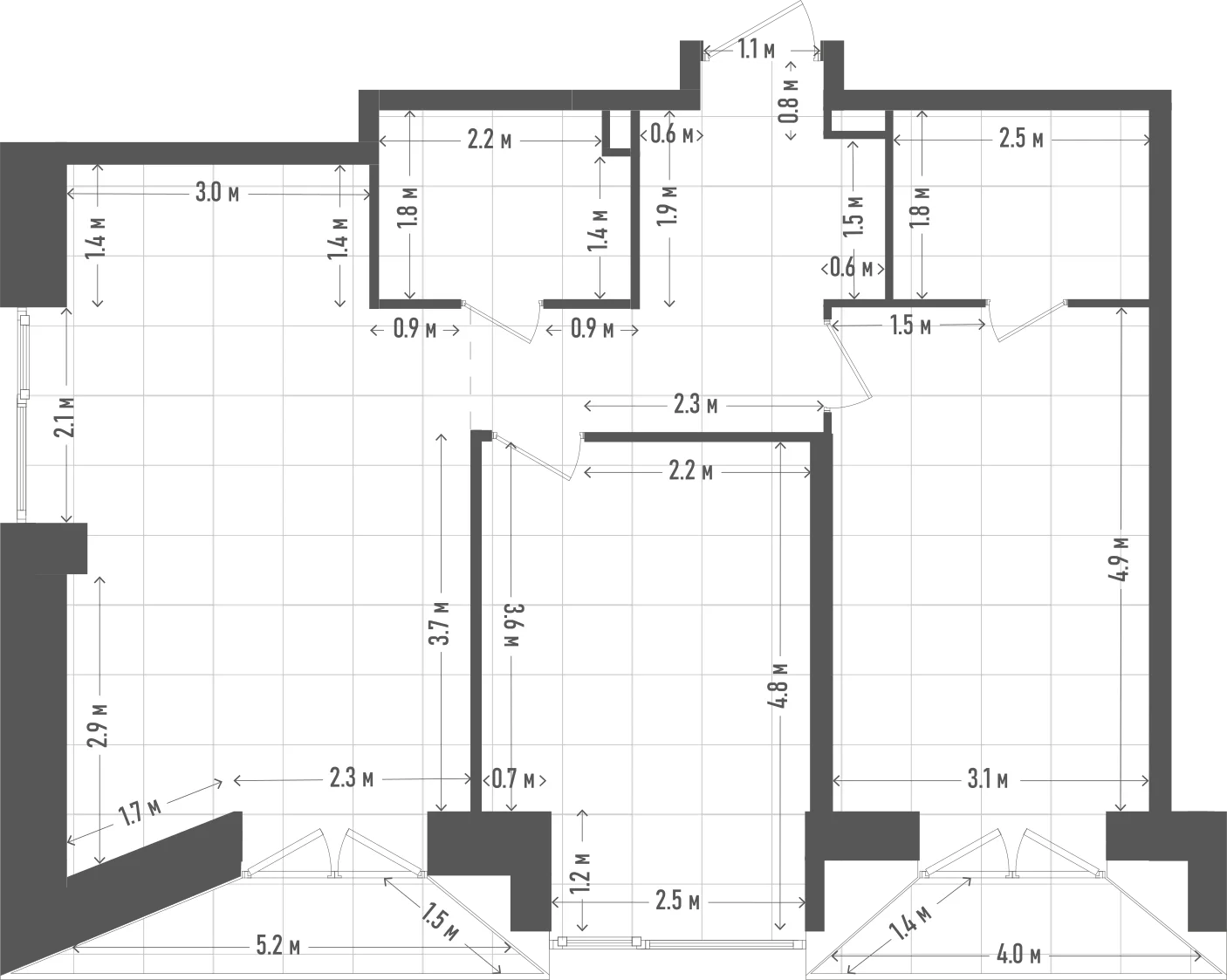 Планировка: 2-комнатная, 76,8 м²