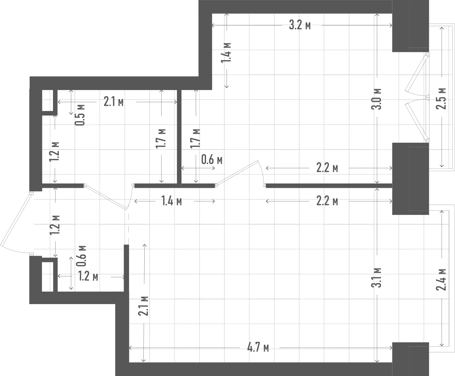 Планировка: 1-комнатная, 34,5 м²
