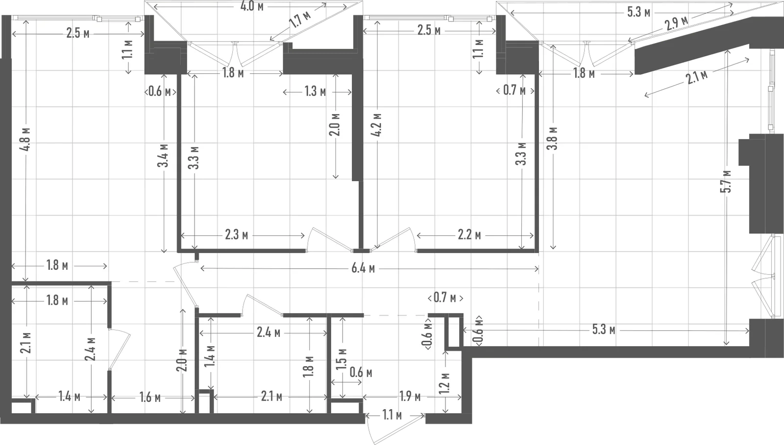 Планировка: 3-комнатная, 87,9 м²