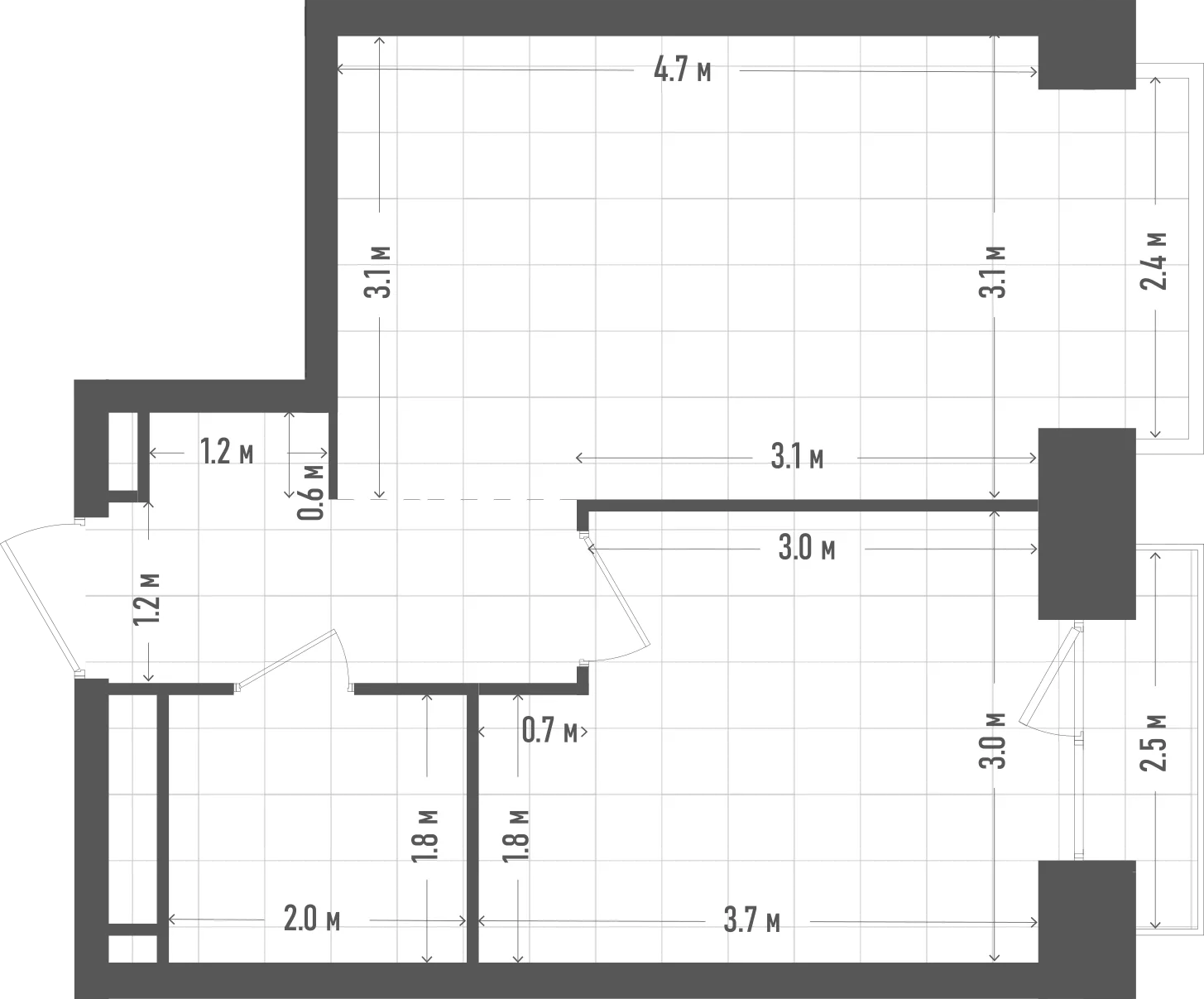 Планировка: 1-комнатная, 35,5 м²
