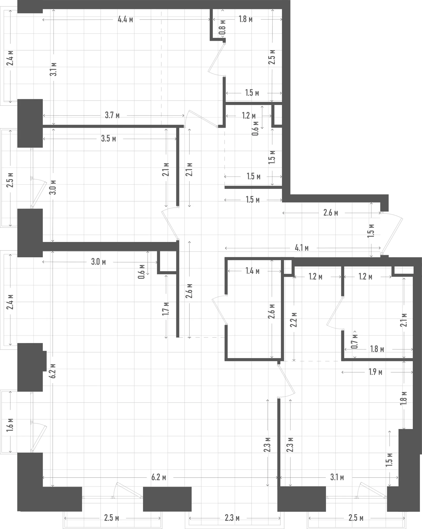 Планировка: 3-комнатная, 107,4 м²