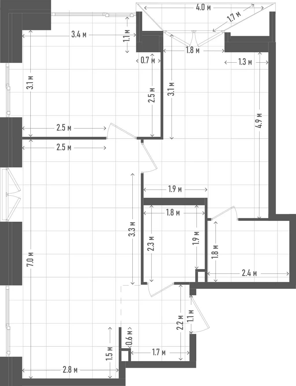 Планировка: 2-комнатная, 67,6 м²