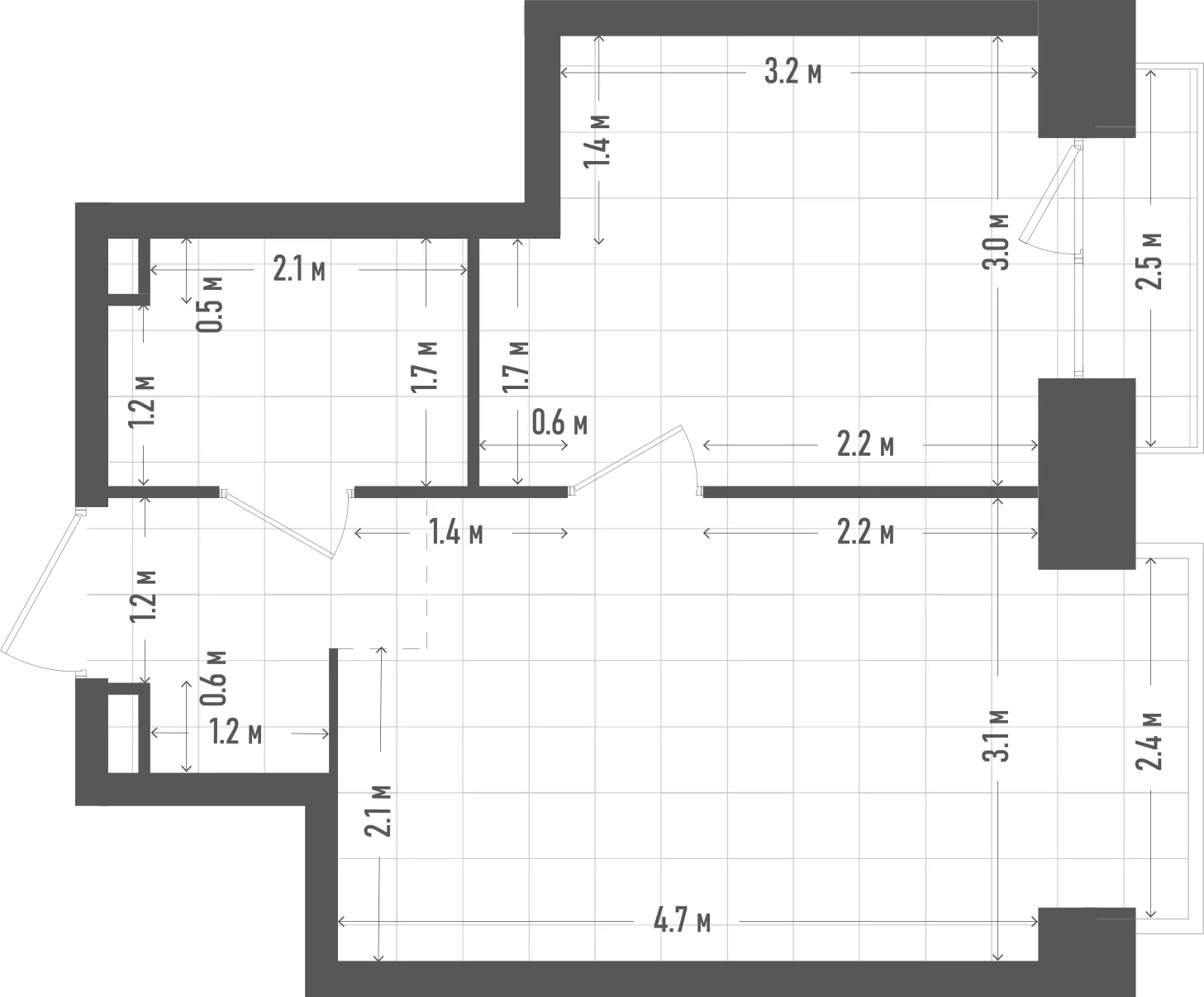 Планировка: 1-комнатная, 34,1 м²