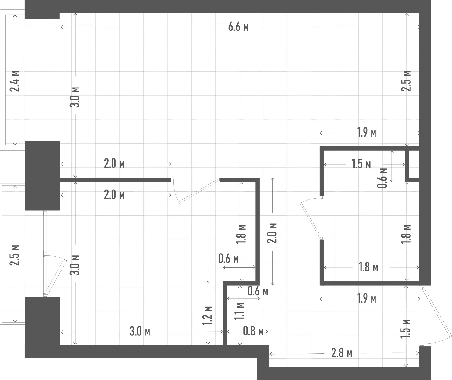 Планировка: 1-комнатная, 43,3 м²