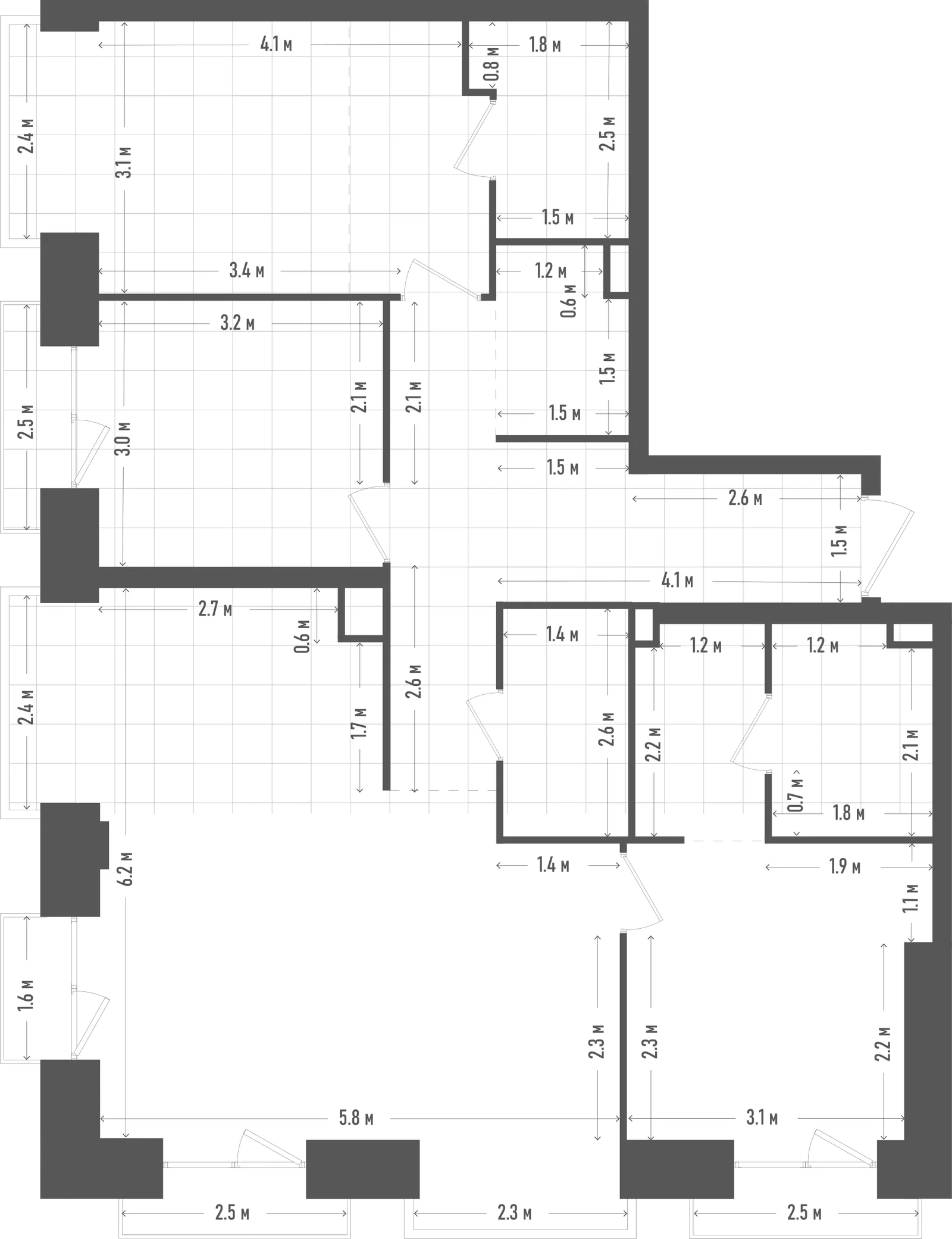 Планировка: 3-комнатная, 103 м²
