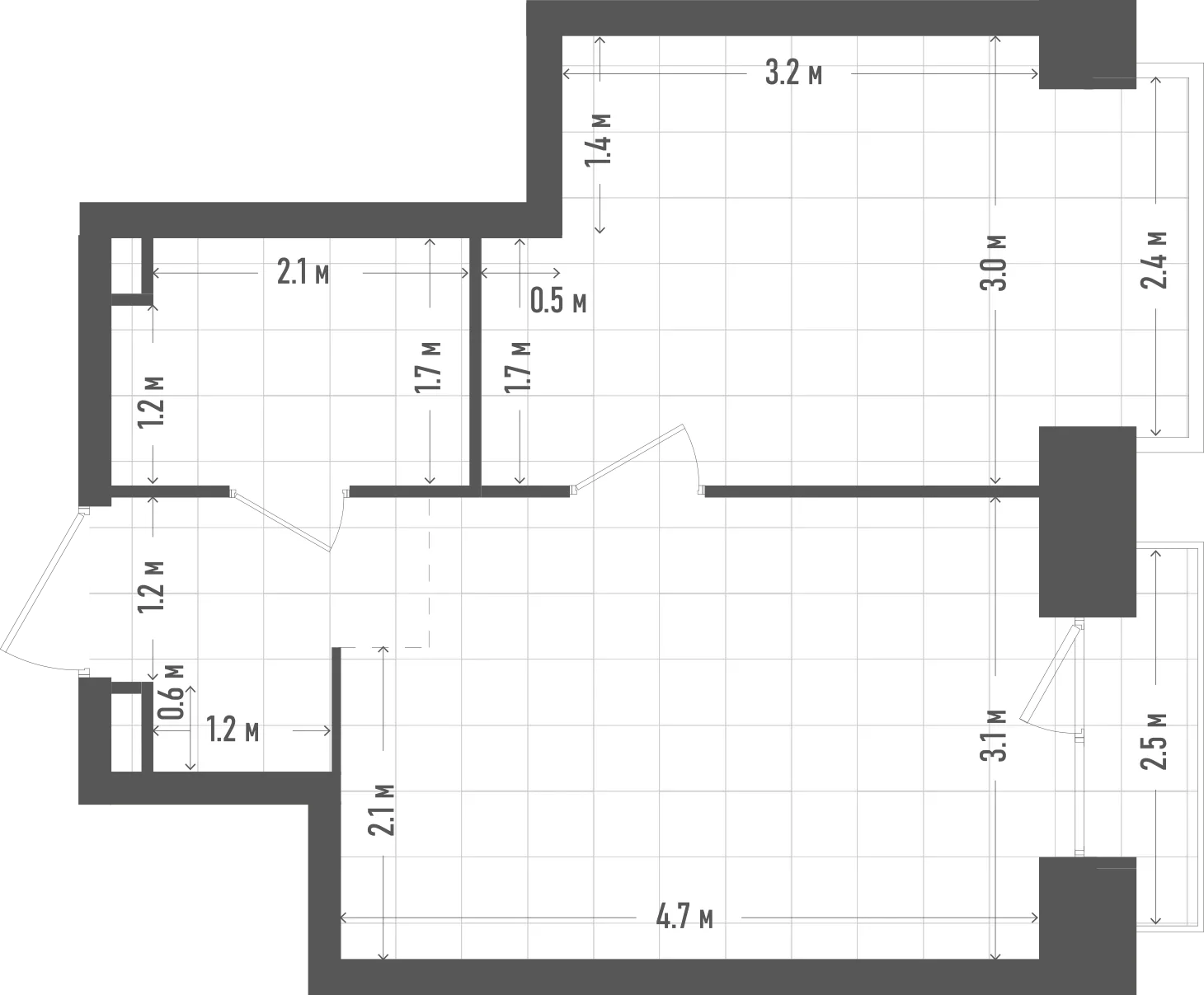 Планировка: 1-комнатная, 34,1 м²