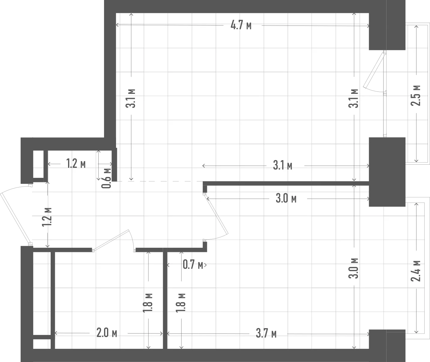 Планировка: 1-комнатная, 35,5 м²