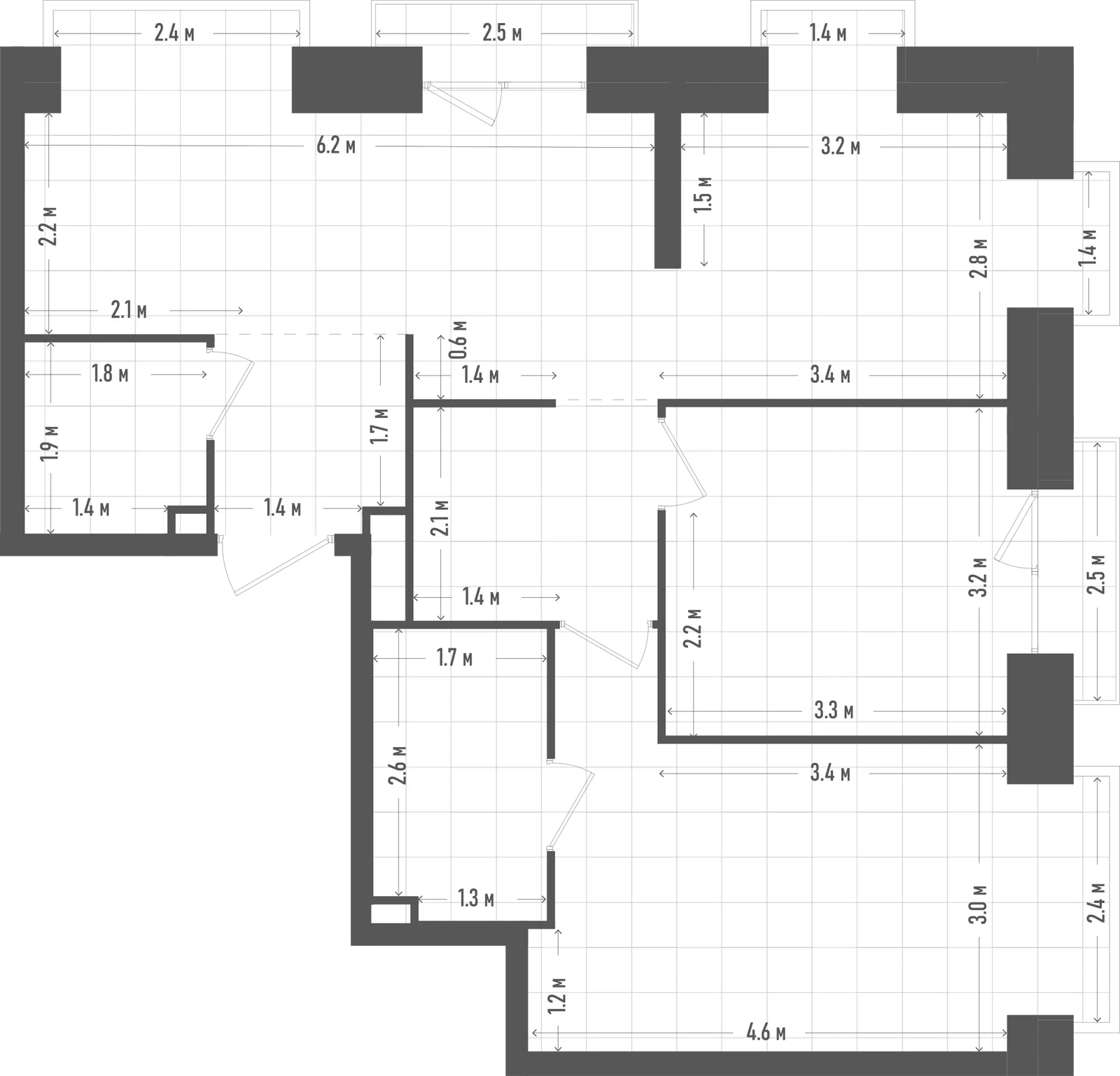 Планировка: 2-комнатная, 74,3 м²