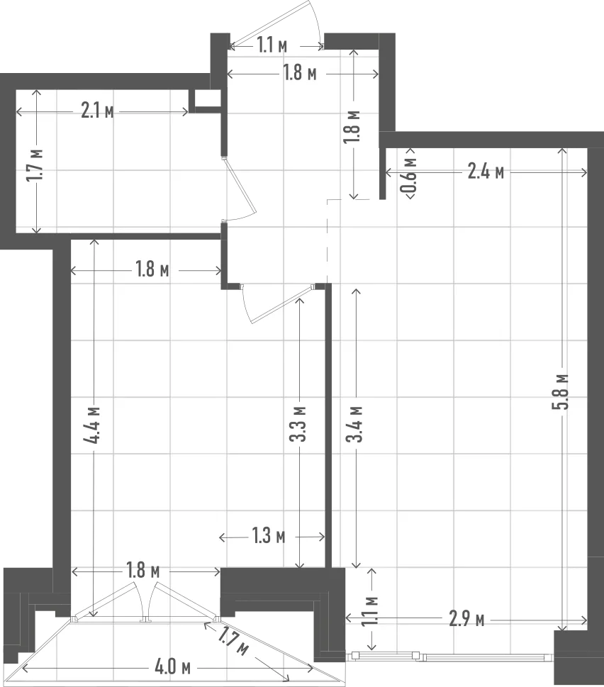 Планировка: 1-комнатная, 39,2 м²