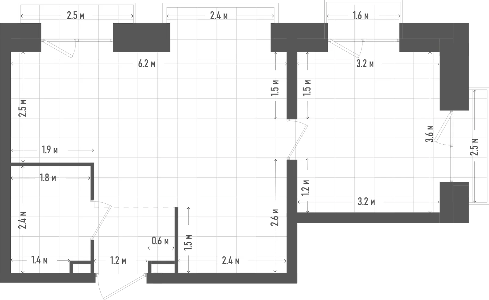 Планировка: 1-комнатная, 45,4 м²