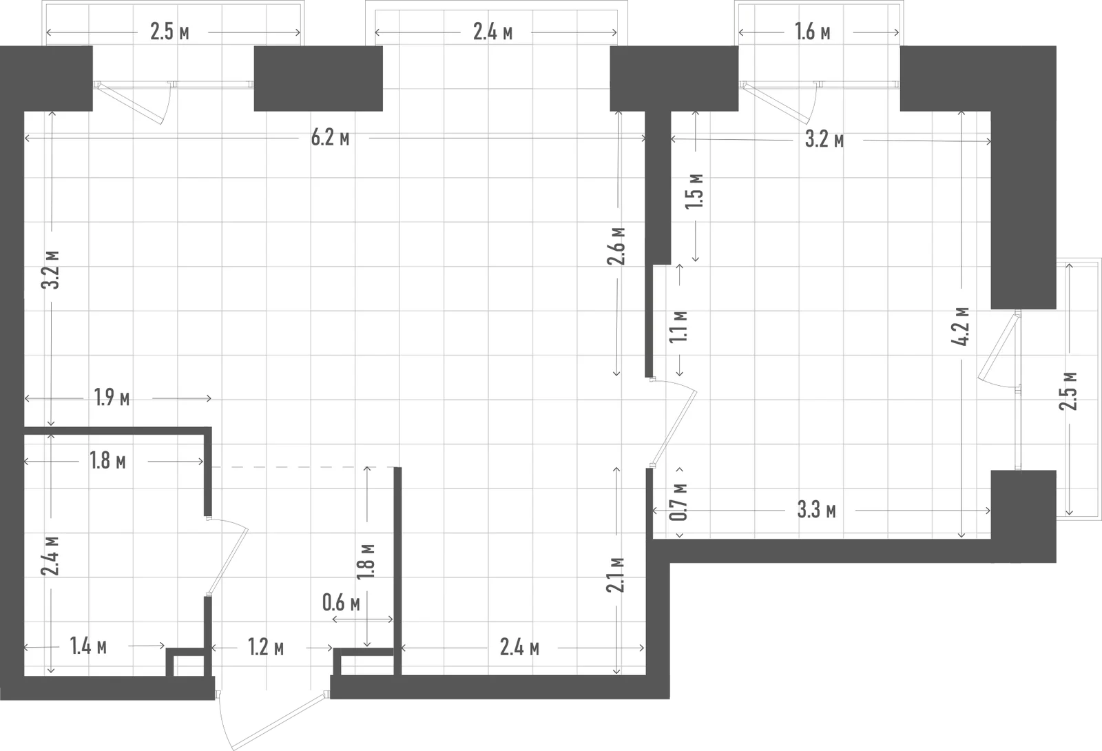 Планировка: 1-комнатная, 51,9 м²