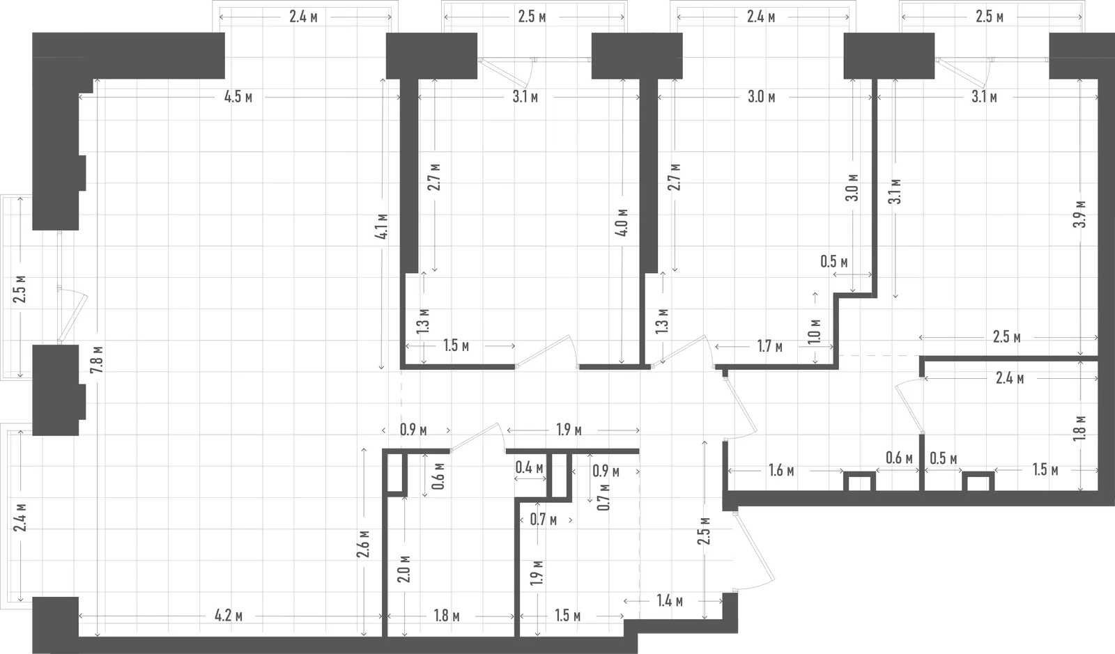 Планировка: 3-комнатная, 104,7 м²